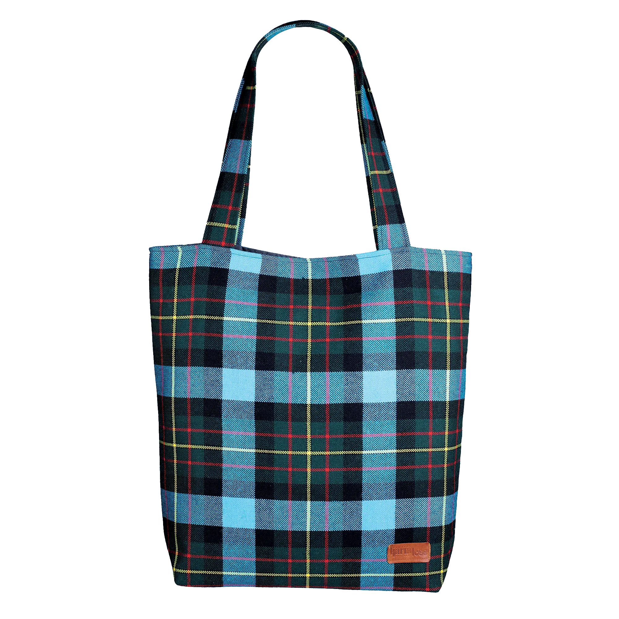 Full view of the Harmless Atelier MacLaren Oversize Carryall Bag, handcrafted in Scotland using MacLaren tartan fabric with timeless design and functionality.