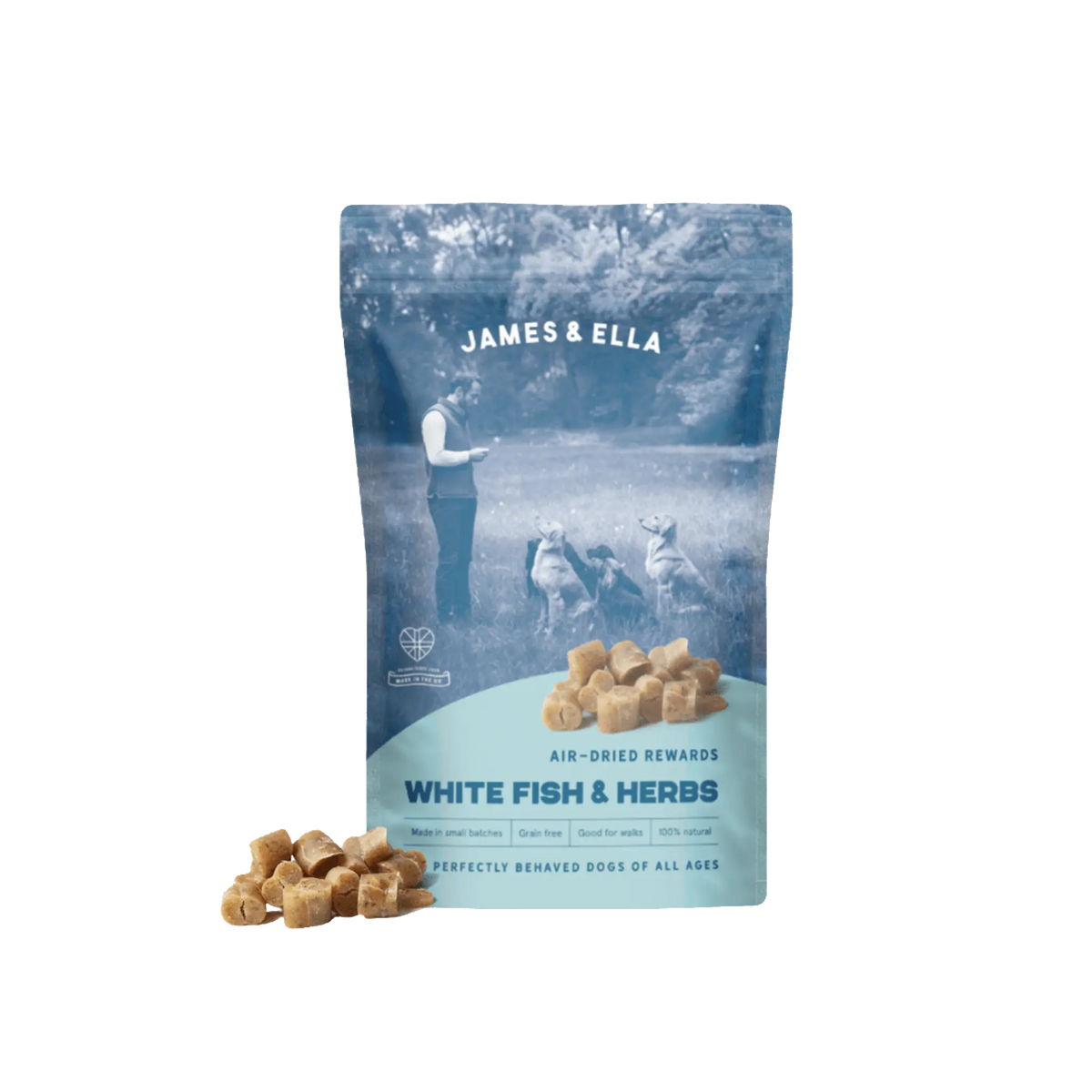 James and Ella air-dried white fish and herbs dog treats