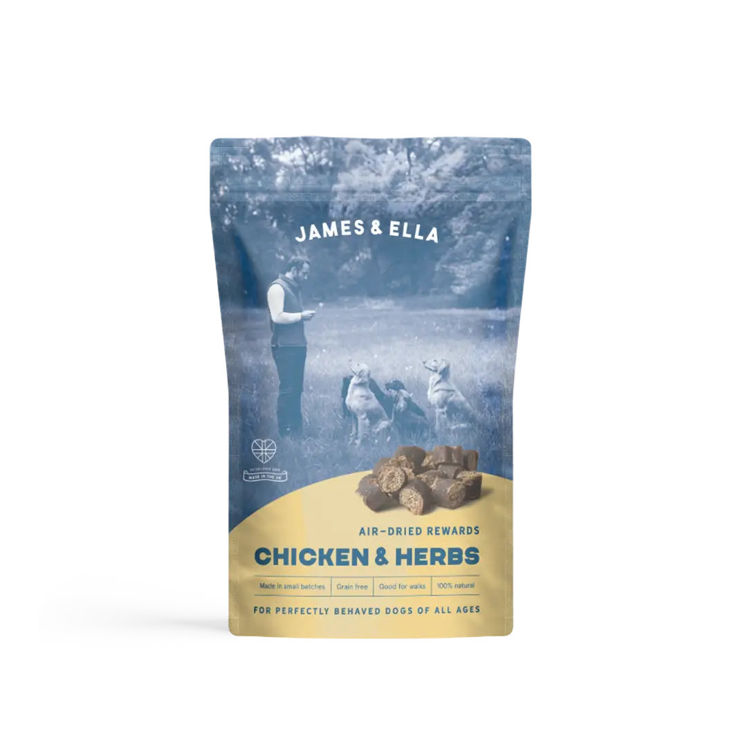 James and Ella air-dried chicken dog treats with sweet potato and herbs Project Harmless UK