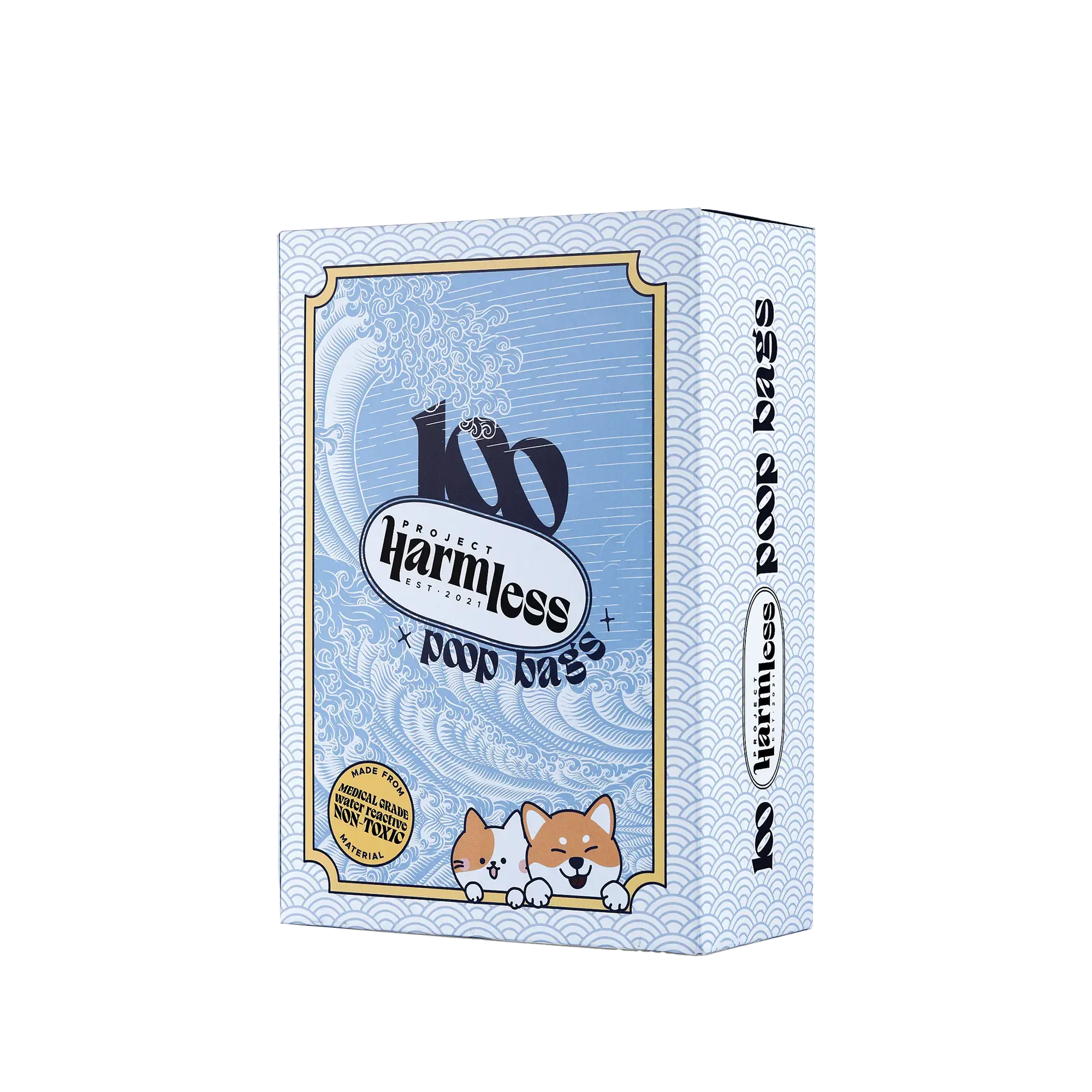 Project Harmless dissolvable dog poop bag refills box transparent background packshot UK