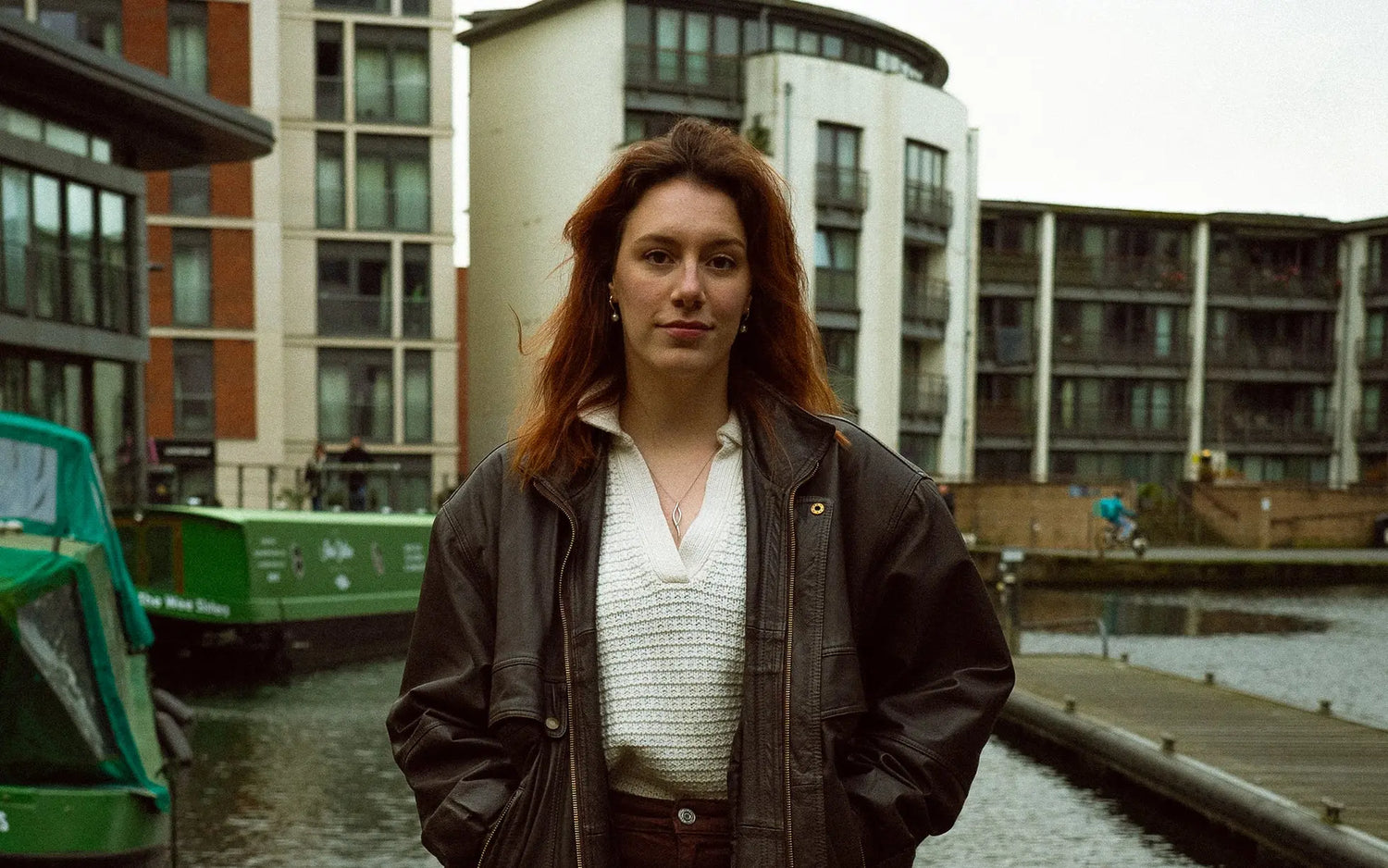 Alice, the newest member of Project Harmless, standing by the Union Canal in Edinburgh, Scotland, on a crisp autumn day.