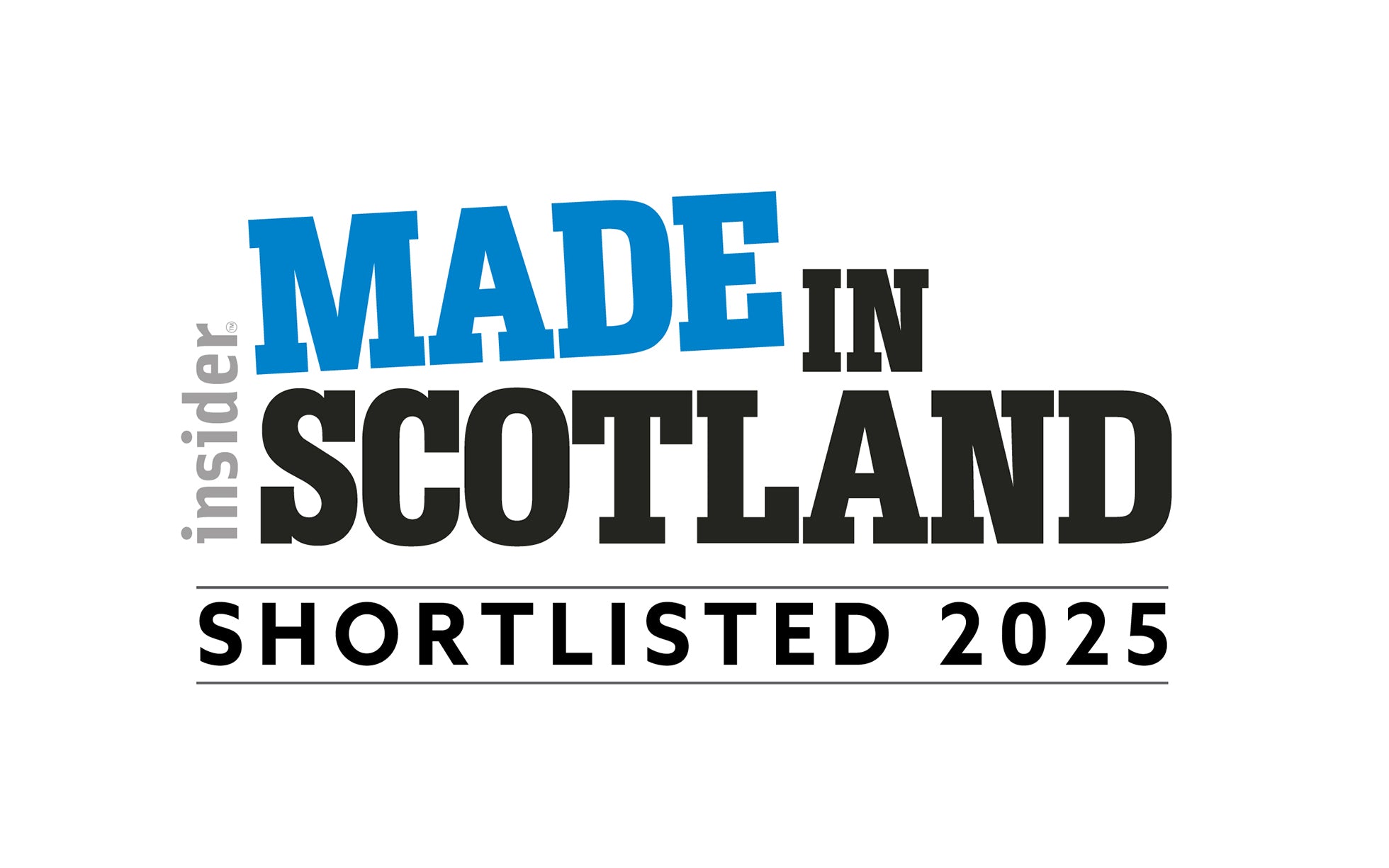 Logo for 'Made in Scotland' shortlisted 2025 on a white background awarded to Project Harmless