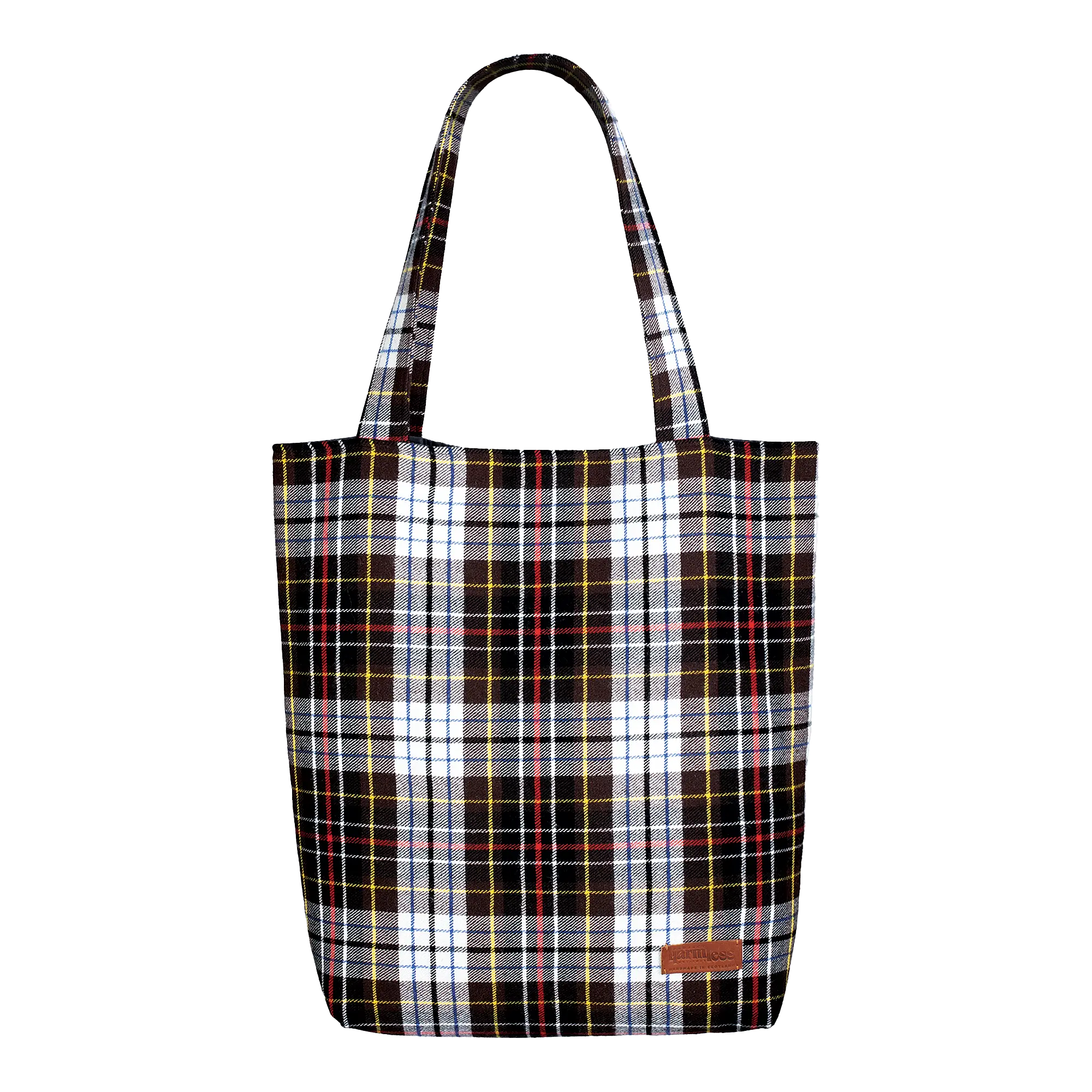 Full view of the Project Harmless Atelier 1970 Commonwealth Games Tote Bag, handmade in Scotland from fabric originally woven for the 1970 Edinburgh Games.