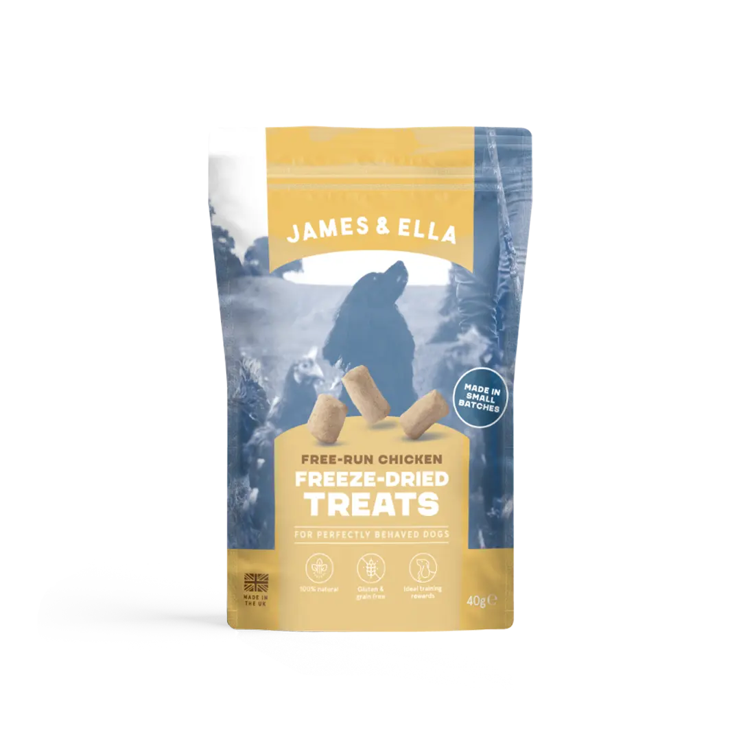 James and Ella freeze-dried chicken dog treats 40g resealable pouch UK