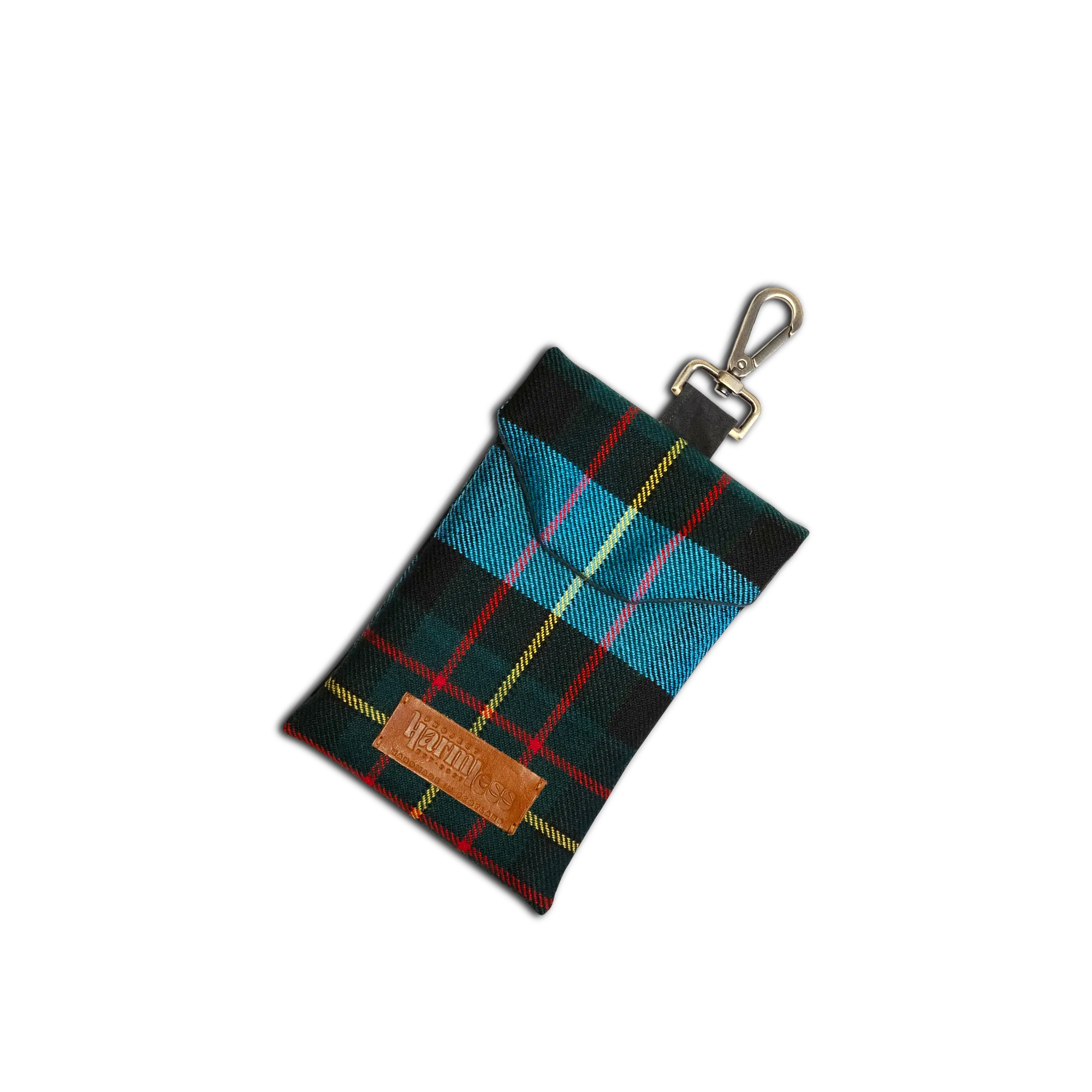 Harmless Atelier MacLaren tartan wool pouch limited edition waxed cotton lining handmade in Scotland by Project Harmless