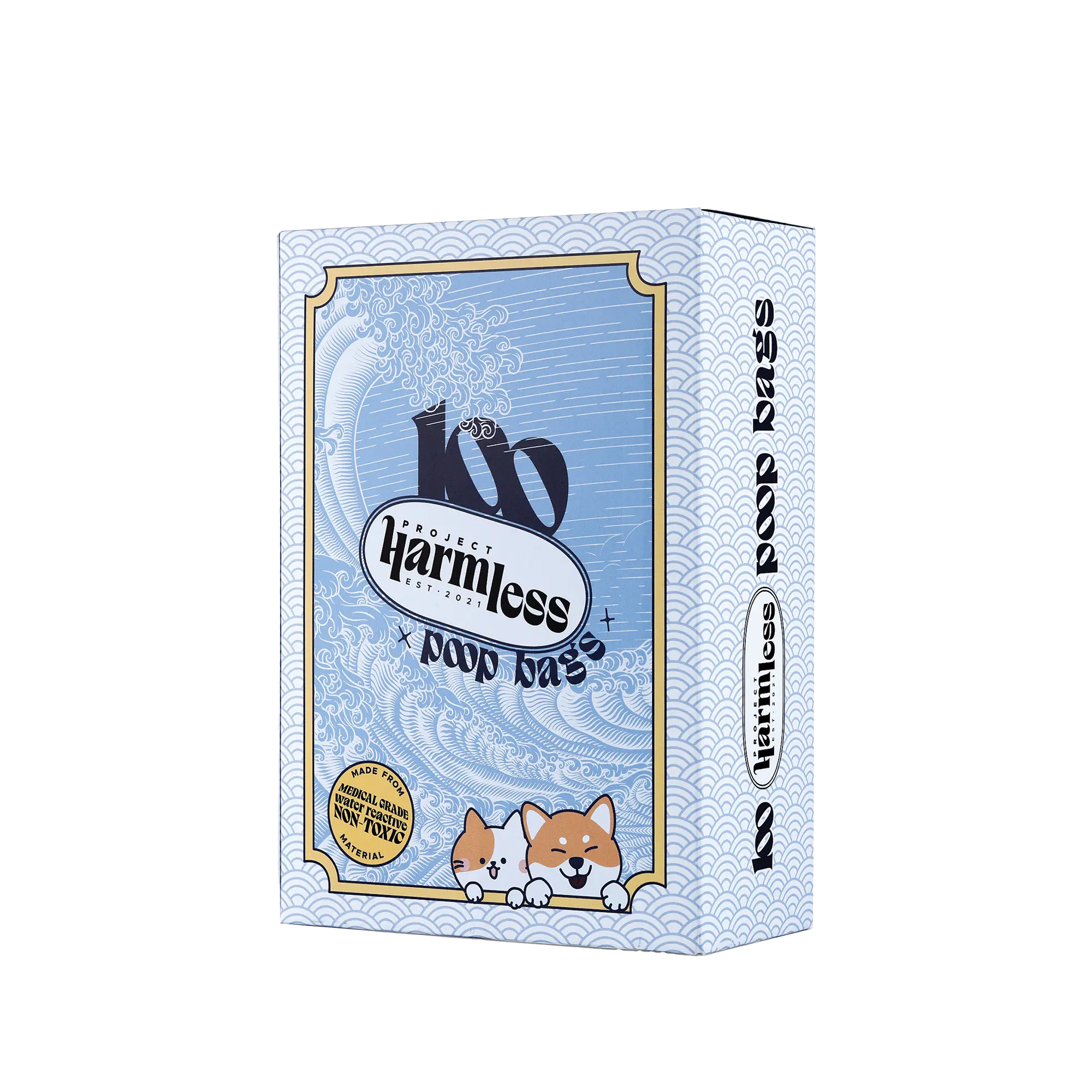 Project Harmless dissolvable dog poop bag refills box transparent background packshot UK